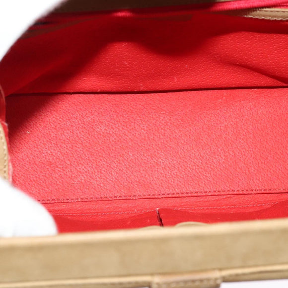 CELINE Hand Bag Leather 2way Beige Gold Auth sw1099