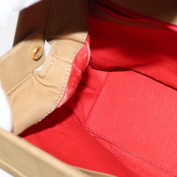 CELINE Hand Bag Leather 2way Beige Gold Auth sw1099