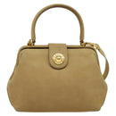 CELINE Hand Bag Leather 2way Beige Gold Auth sw1099-13