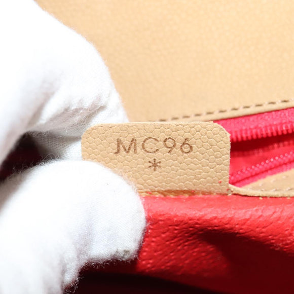 CELINE Hand Bag Leather 2way Beige Gold Auth sw1099