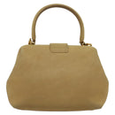 CELINE Hand Bag Leather 2way Beige Gold Auth sw1099-2