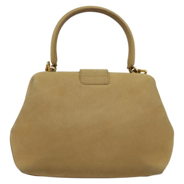 CELINE Hand Bag Leather 2way Beige Gold Auth sw1099 - 0