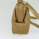 CELINE Hand Bag Leather 2way Beige Gold Auth sw1099-3