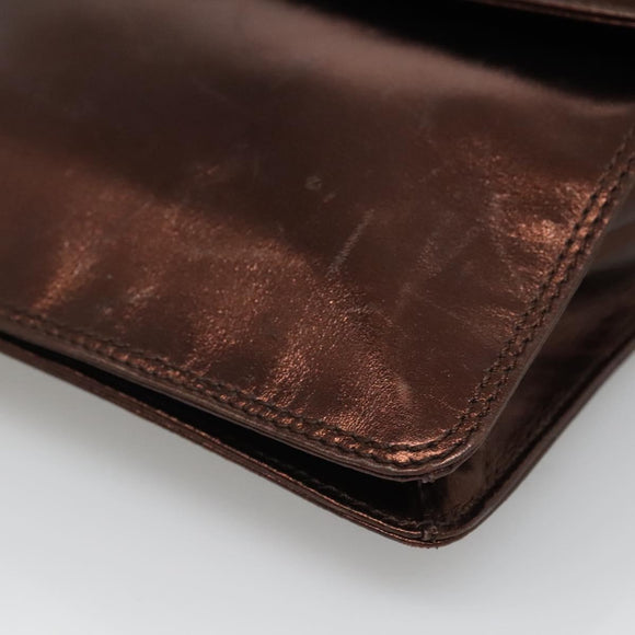 CHANEL Shoulder Bag Leather Brown CC Auth sw110