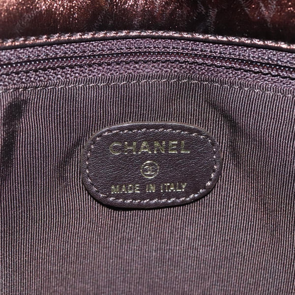 CHANEL Shoulder Bag Leather Brown CC Auth sw110