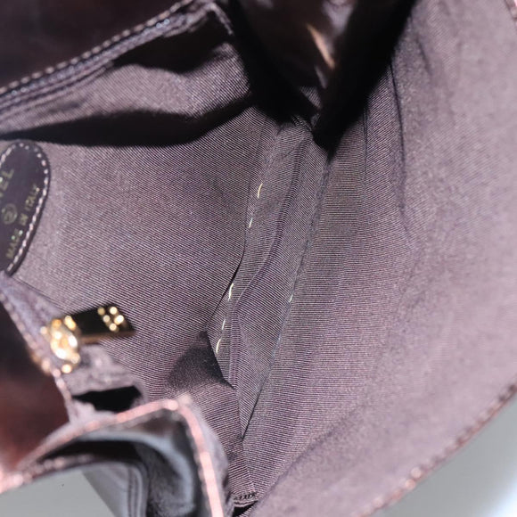 CHANEL Shoulder Bag Leather Brown CC Auth sw110