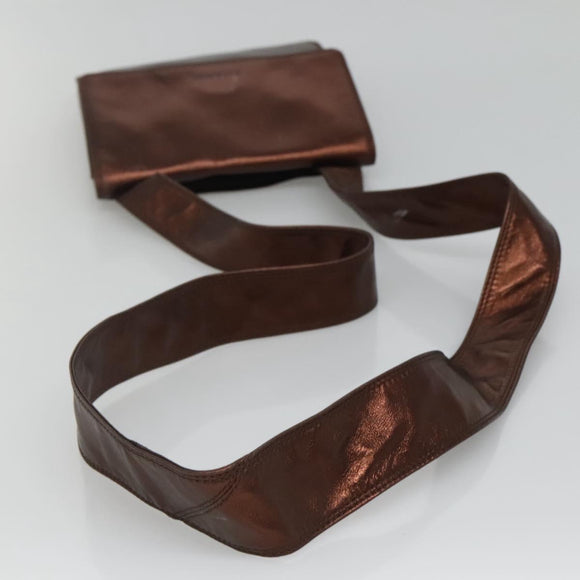 CHANEL Shoulder Bag Leather Brown CC Auth sw110