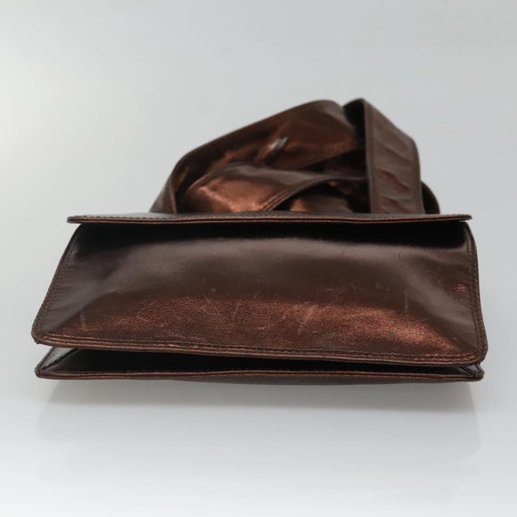 CHANEL Shoulder Bag Leather Brown CC Auth sw110