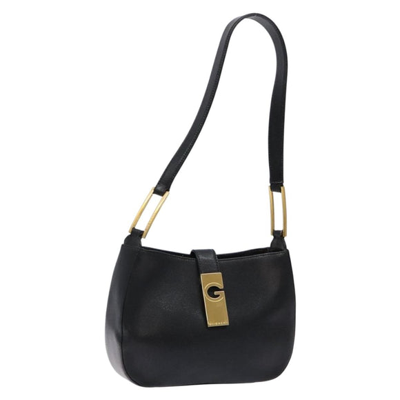 GIVENCHY Shoulder Bag Leather Black Gold Auth sw1101