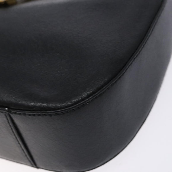 GIVENCHY Shoulder Bag Leather Black Gold Auth sw1101