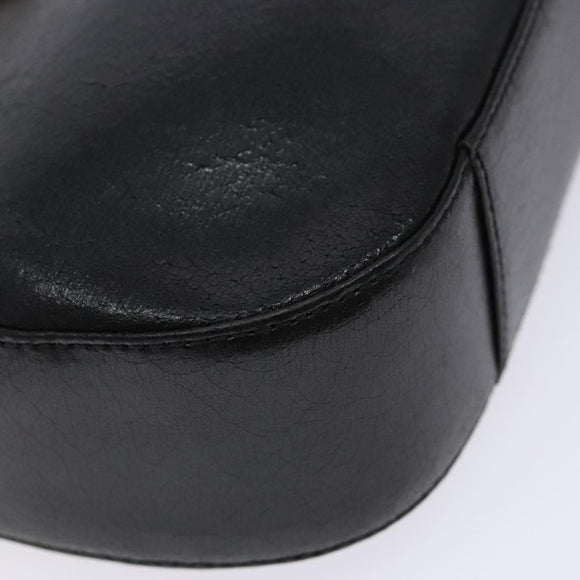 GIVENCHY Shoulder Bag Leather Black Gold Auth sw1101