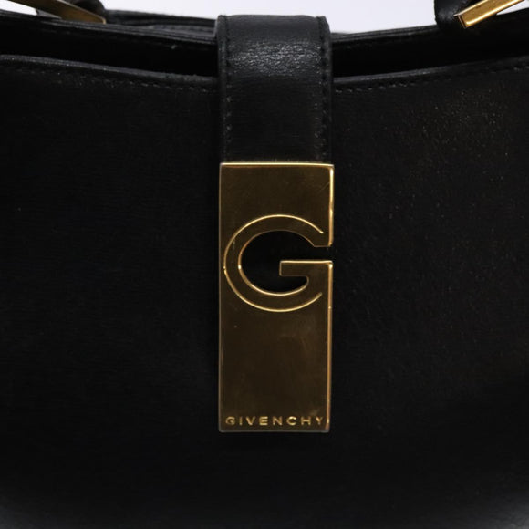 GIVENCHY Shoulder Bag Leather Black Gold Auth sw1101