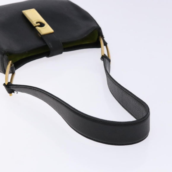 GIVENCHY Shoulder Bag Leather Black Gold Auth sw1101