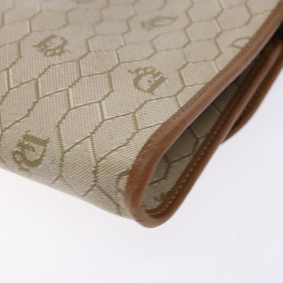 Christian Dior Honeycomb Canvas Shoulder Bag PVC Beige Gold Auth sw1104
