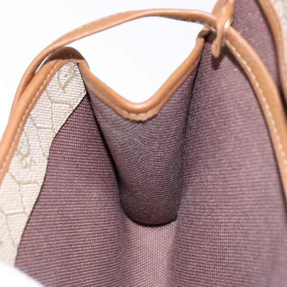 Christian Dior Honeycomb Canvas Shoulder Bag PVC Beige Gold Auth sw1104