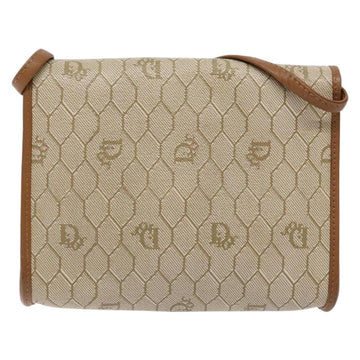 Christian Dior Honeycomb Canvas Shoulder Bag PVC Beige Gold Auth sw1104 - 0