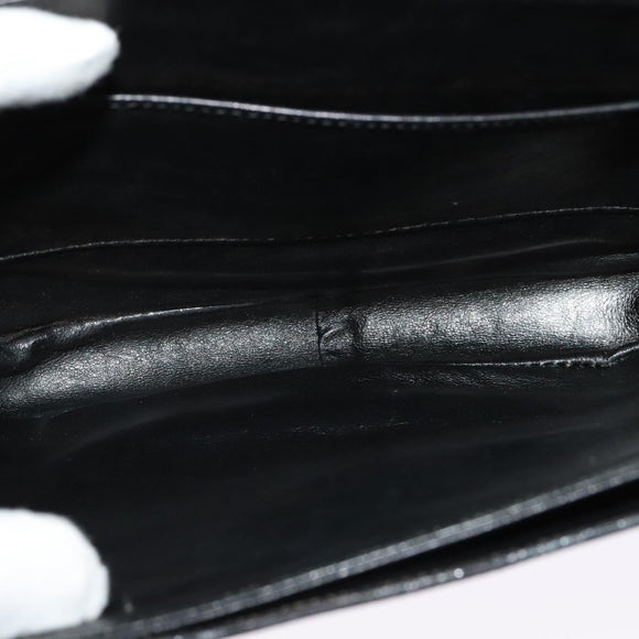 Salvatore Ferragamo Shoulder Bag Leather Black Gold Auth sw1109