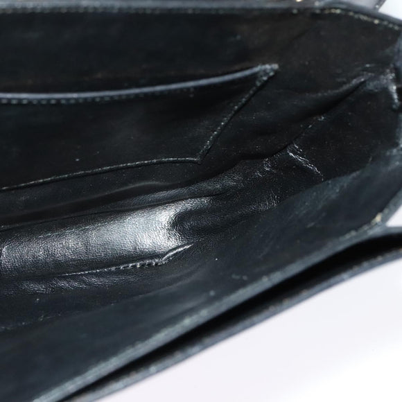 Salvatore Ferragamo Shoulder Bag Leather Black Gold Auth sw1109