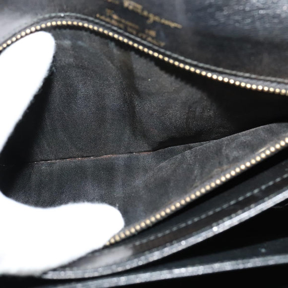 Salvatore Ferragamo Shoulder Bag Leather Black Gold Auth sw1109