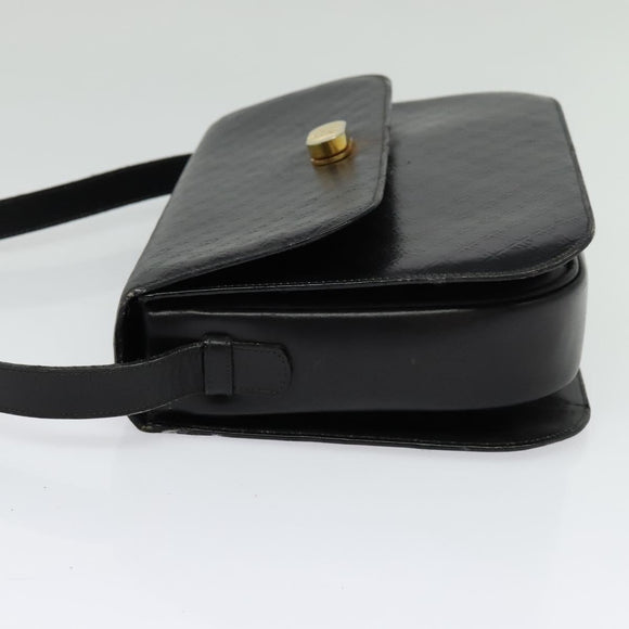 Salvatore Ferragamo Shoulder Bag Leather Black Gold Auth sw1109