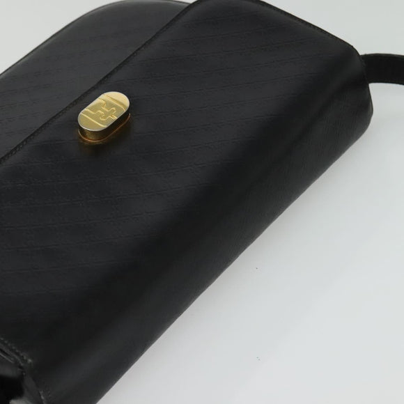 Salvatore Ferragamo Shoulder Bag Leather Black Gold Auth sw1109