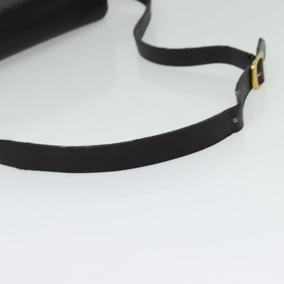 Salvatore Ferragamo Shoulder Bag Leather Black Gold Auth sw1109