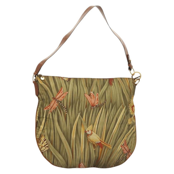 Salvatore Ferragamo Shoulder Bag Nylon Green Gold Auth sw1112