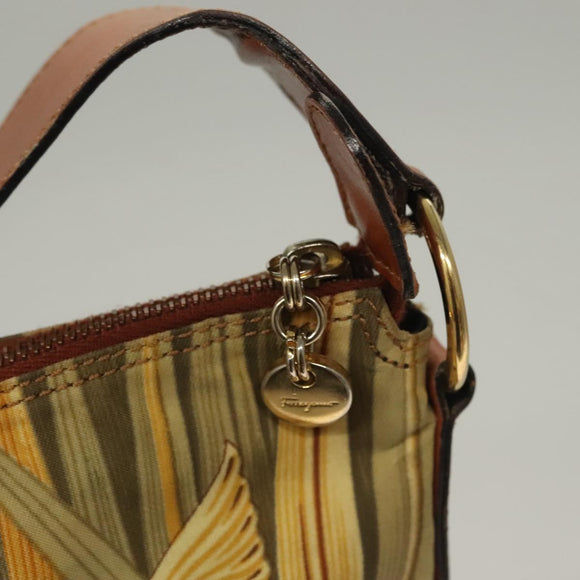 Salvatore Ferragamo Shoulder Bag Nylon Green Gold Auth sw1112