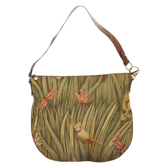 Salvatore Ferragamo Shoulder Bag Nylon Green Gold Auth sw1112