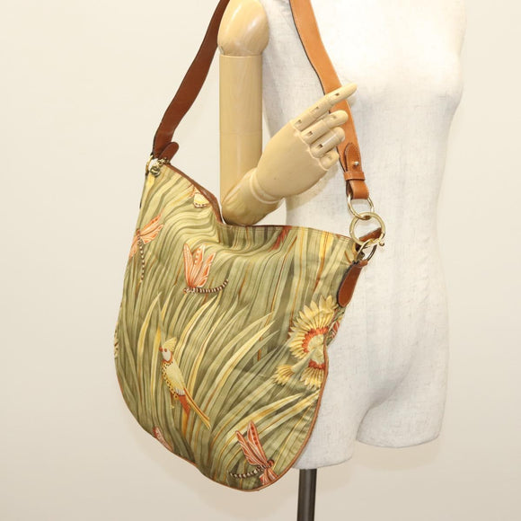 Salvatore Ferragamo Shoulder Bag Nylon Green Gold Auth sw1112