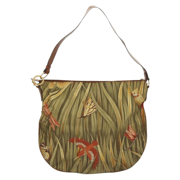 Salvatore Ferragamo Shoulder Bag Nylon Green Gold Auth sw1112