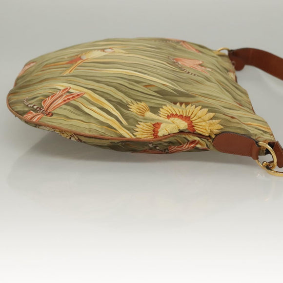 Salvatore Ferragamo Shoulder Bag Nylon Green Gold Auth sw1112