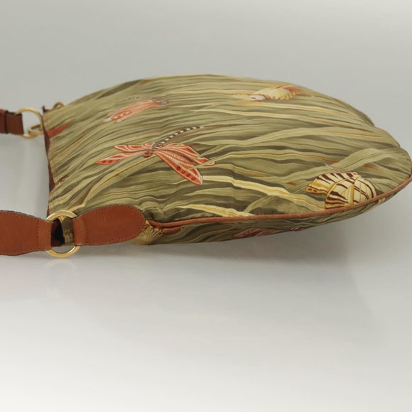 Salvatore Ferragamo Shoulder Bag Nylon Green Gold Auth sw1112