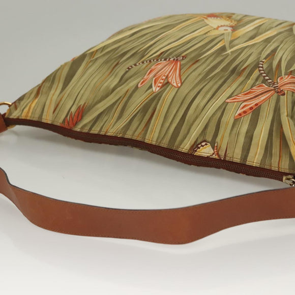 Salvatore Ferragamo Shoulder Bag Nylon Green Gold Auth sw1112