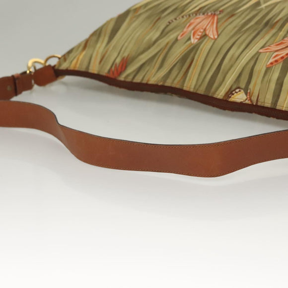 Salvatore Ferragamo Shoulder Bag Nylon Green Gold Auth sw1112