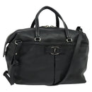 Salvatore Ferragamo Hand Bag Leather Black Silver Auth sw1115-1
