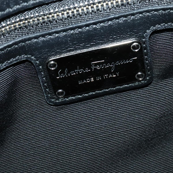 Salvatore Ferragamo Hand Bag Leather Black Silver Auth sw1115