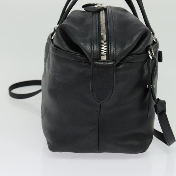 Salvatore Ferragamo Hand Bag Leather Black Silver Auth sw1115