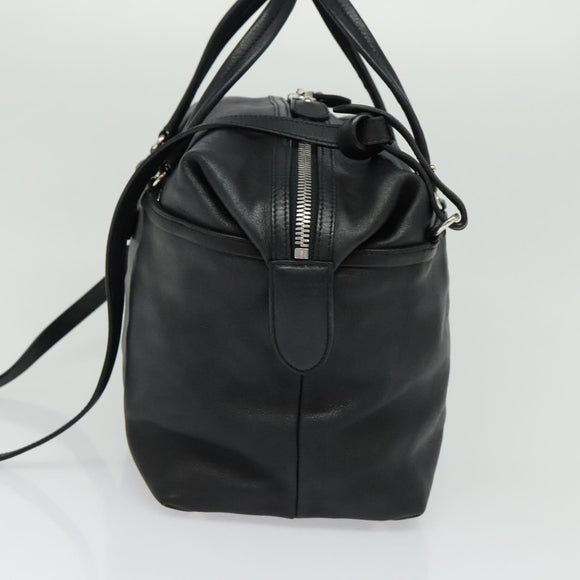 Salvatore Ferragamo Hand Bag Leather Black Silver Auth sw1115