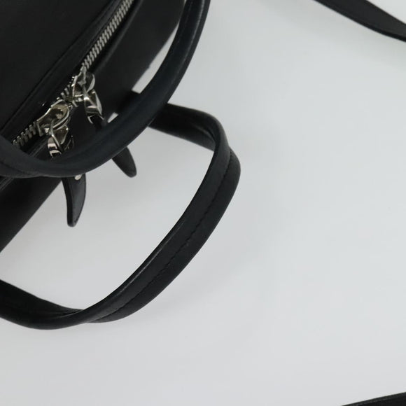 Salvatore Ferragamo Hand Bag Leather Black Silver Auth sw1115