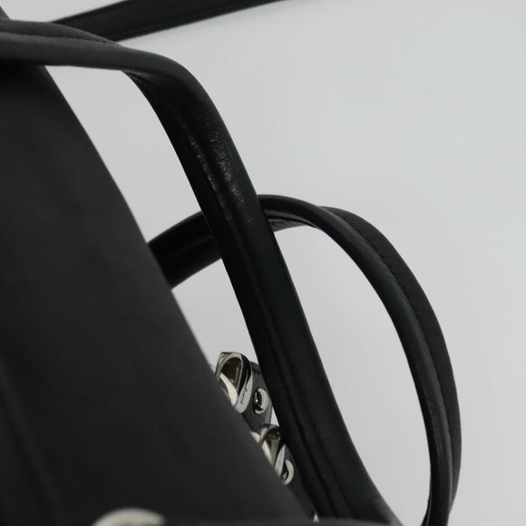 Salvatore Ferragamo Hand Bag Leather Black Silver Auth sw1115
