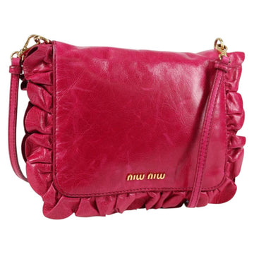 Miu Miu Shoulder Bag Leather Pink Gold Auth sw1117