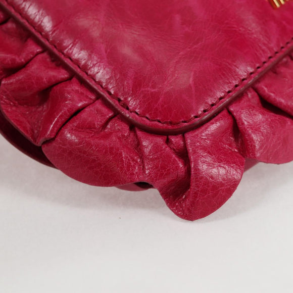 Miu Miu Shoulder Bag Leather Pink Gold Auth sw1117