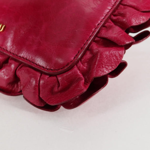 Miu Miu Shoulder Bag Leather Pink Gold Auth sw1117