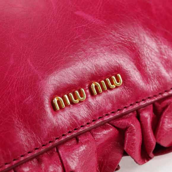 Miu Miu Shoulder Bag Leather Pink Gold Auth sw1117
