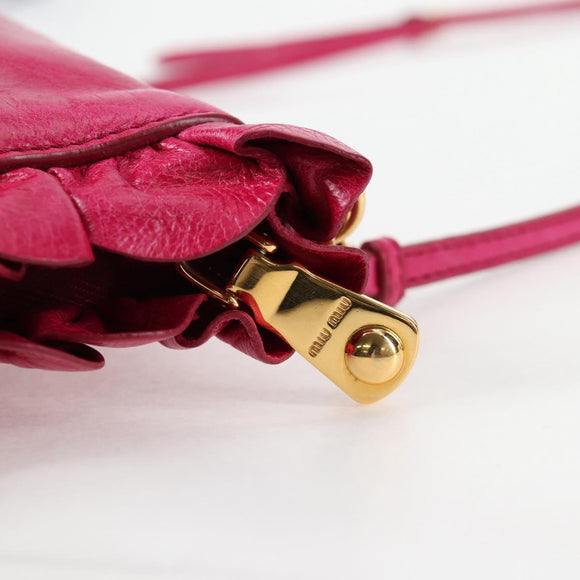 Miu Miu Shoulder Bag Leather Pink Gold Auth sw1117