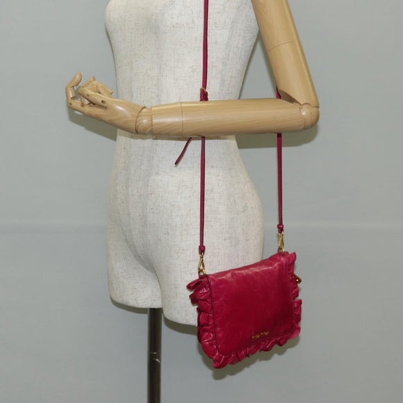 Miu Miu Shoulder Bag Leather Pink Gold Auth sw1117