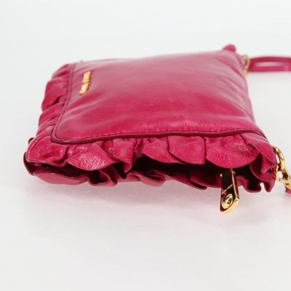 Miu Miu Shoulder Bag Leather Pink Gold Auth sw1117