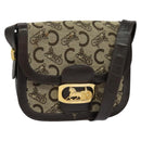 CELINE C Sulky Shoulder Bag Canvas Beige Gold Auth sw1120-1