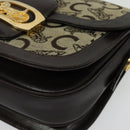 CELINE C Sulky Shoulder Bag Canvas Beige Gold Auth sw1120-11